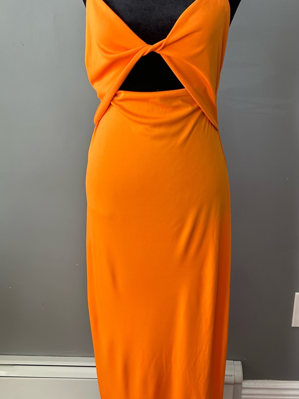 Zara Orange Twist Cutout Maxi Dress